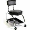 ShopSol Heavy Duty Mechanics Tool Trolley Stool w/Back Rest, 450 lb. Cap,. Black Vinyl - 3010001