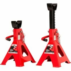 American Forge & Foundry Jack Stands, 3 Ton, Ratchet Type, Red, Pair